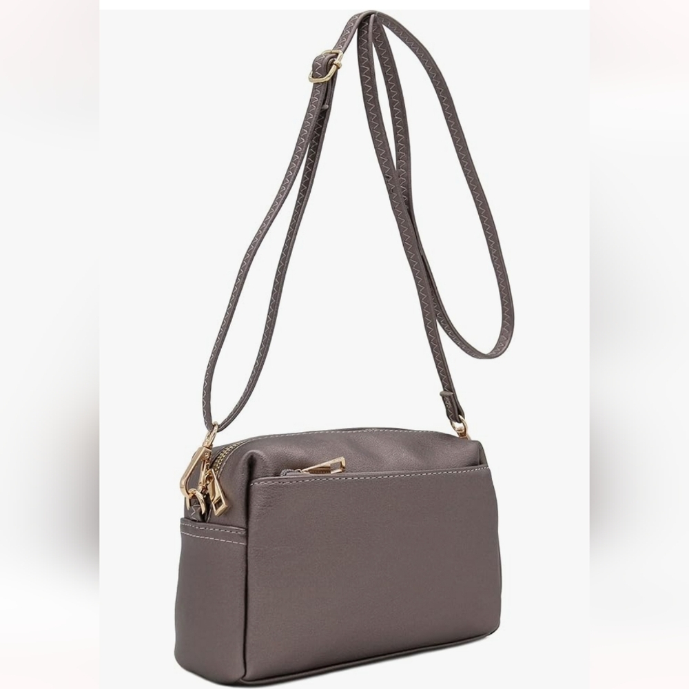 FashionPuzzle Triple Zip Small Crossbody Bag
